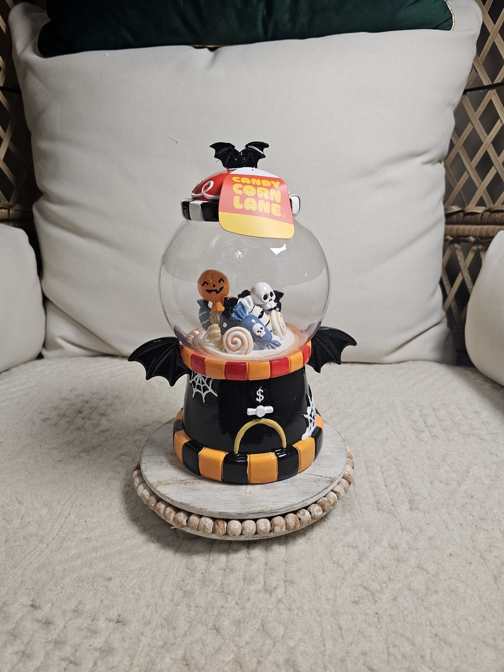 Halloween Candy Corn Lane Gumball Globe Decor - Black & Orange